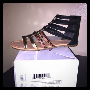 Leopard and gold print sandals